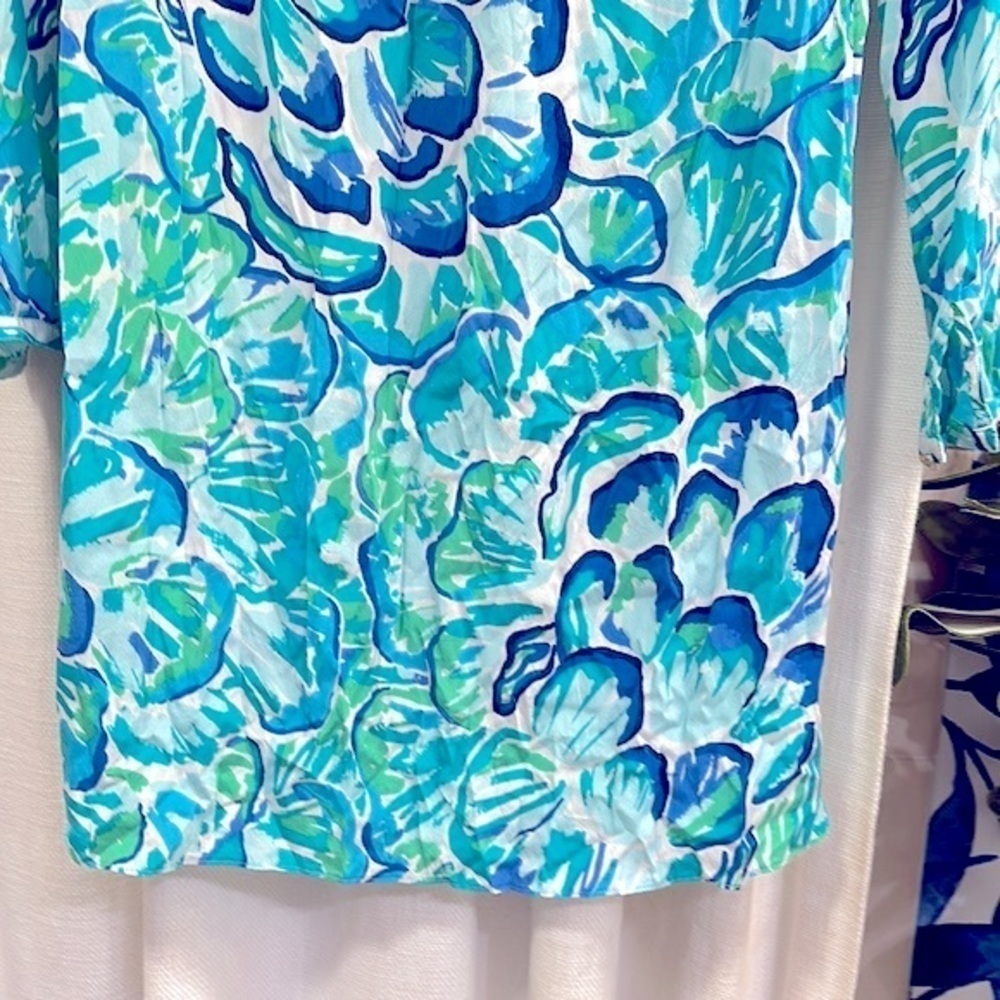 LILLY PULITZER Womens Agate Green Lazy River Delphine Stretch Silk Tunic Dress S - Picture 9 of 11